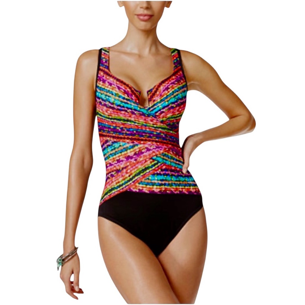 Miraclesuit Escape Night Lights Underwire Tummy-Control Swimsuit - Size 8